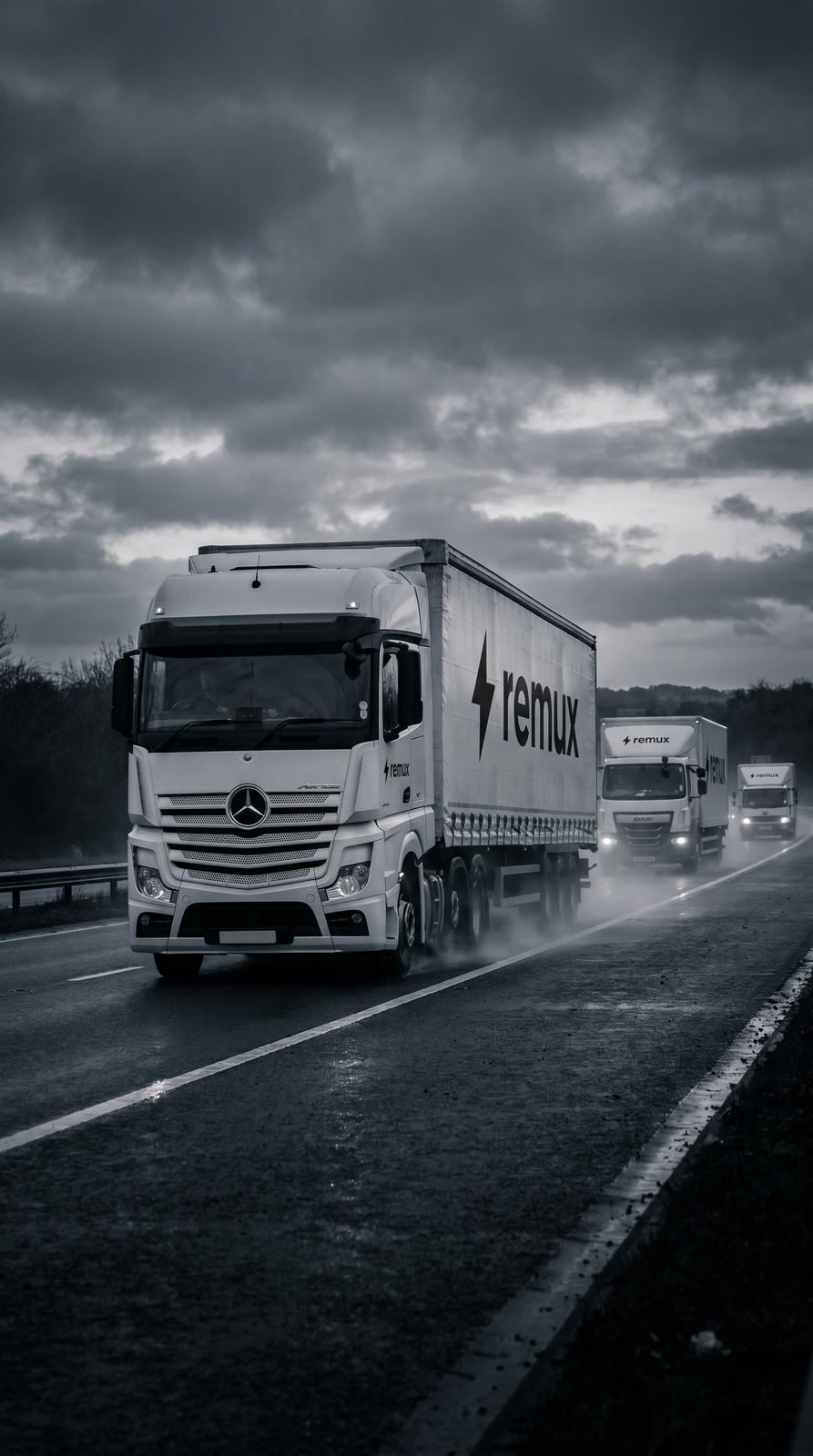 REMUX lorry on the motorway with heavy freight